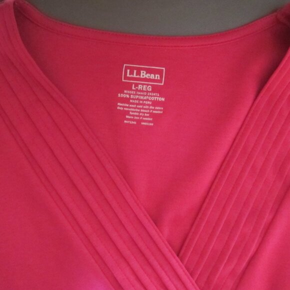 L.L. BEAN Lot 2 Tops Sz L-Reg 100% Supima Cotton 3/4 Sleeve Black & Deep Rose - Picture 4 of 7